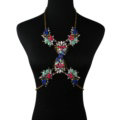 Newest Rhinestone Flower Pendant Necklace Bikini Beach Dress Decro Body Chain Jewelry - Colour
