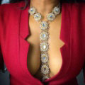 Retro Rhinestones Flower Body Chain Bikini Party Nightclub Decro Necklace Jewelry - Sliver