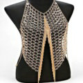 Sexy Full Body Chain Vest Slave Necklace Showgirl Halter Dress Decro Jewelry - Gold
