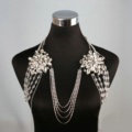 Special Offer Rhinestone Bridal Shoulder Chain Stage Body Necklace Jewelry - White