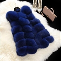 Cheap Good Warm Faux Fox Fur Vests Fashion Women Waistcoat - Blue