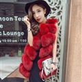 Cheap Good Warm Faux Fox Fur Vests Fashion Women Waistcoat - Red