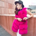Cheap Good Warm Faux Fox Fur Vests Fashion Women Waistcoat - Rose