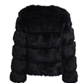 Cheap Warm Faux Fox Fur Overcoat Fashion Women Coat - Black