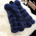 Cheap Winter Diamond Faux Fox Fur Vest Fashion Women Waistcoat - Blue