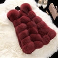 Cheap Winter Diamond Faux Fox Fur Vest Fashion Women Waistcoat - Red