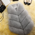 Cute Elegant Faux Fox Fur Vest Fashion Women Overcoat - Gray 01