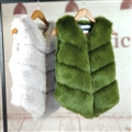 Cute Elegant Faux Fox Fur Vest Fashion Women Overcoat- Green