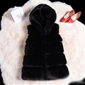 Good Classic Furry Faux Fox Fur Vest Fashion Women Overcoat - Black