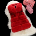 Good Classic Furry Faux Fox Fur Vest Fashion Women Overcoat - Red