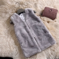 Good Cute Elegant Faux Fox Fur Vest Fashion Women Overcoat - Grey