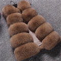 Good Furry Faux Fox Fur Vest Fashion Women Overcoat - Brown