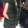 Good Long Big Furry Faux Fox Fur Vest Fashion Women Overcoat - Green
