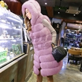 Good Long Big Furry Faux Fox Fur Vest Fashion Women Overcoat - Pink