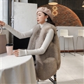 Good Warm Temperament Real Fox Fur Vest Women Overcoat - Gray