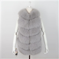 Imported Furry Real Fox Fur Vest Fashion Women Overcoat - Grey