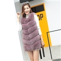Imported Furry Real Fox Fur Vest Fashion Women Overcoat - Purple