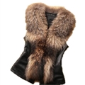 Nice Elegant Faux Raccoon Fur Vest Fashion Women Overcoat - Brown