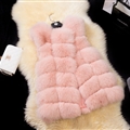 Popular Cute Elegant Faux Fox Fur Vest Fashion Women Overcoat - Pink