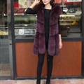 Splicing Long Furry Faux Fox Fur Vest Fashion Women Overcoat - Red