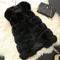 Warm Elegant Faux Fox Fur Vest Fashion Women Overcoat - Black