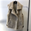 Warm Super Real Lamb Fur Vest Women Overcoat - Beige