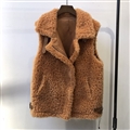 Warm Super Real Lamb Fur Vest Women Overcoat - Brown