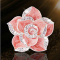 Bling Camellia Flower Alloy Rhinestone Crystal DIY Phone Case Cover Deco Kit - Pink