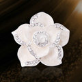 Bling Camellia Flower Alloy Rhinestone Crystal DIY Phone Cover Case Deco Kit - White