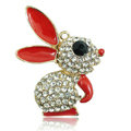 Bling Rabbit Alloy Rhinestone Crystal DIY Phone Case Cover Deco Kit 48*40mm - Red