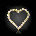 Bling Heart Alloy Crystal Rhinestone DIY Phone Case Cover Deco Kit 48*46mm - Gold