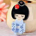 Bling Kimono doll Alloy Rhinestone DIY Phone Case Cover Deco Kit 90*45mm - Blue