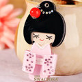 Bling Kimono doll Alloy Rhinestone DIY Phone Case Cover Deco Kit 90*45mm - Pink