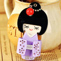 Bling Kimono doll Alloy Rhinestone DIY Phone Case Cover Deco Kit 90*45mm - Purple