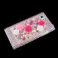 3D Flower Bling Crystal Case Rhinestone Cover for LG P880 Optimus 4X HD - Pink