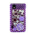 3D Flower Bling Crystal Case Rhinestone Cover for Samsung i9250 GALAXY Nexus Prime i515 - Purple
