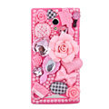 3D Flower Bling Crystal Case Rhinestone Cover shell for OPPO U705T Ulike2 - Pink