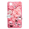 3D Flower Bling Crystal Case Rhinestone Cover shell for OPPO finder X907 - Pink