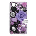 3D Flower Bling Crystal Case Rhinestone Cover shell for OPPO finder X907 - Purple