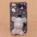 3D Gloomy bear Bling Crystal Case Rhinestone Cover shell for iPhone 4G 4S - Purple