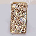 Alloy Skull Bling Crystal Case Rhinestone Cover for iPhone 4G 4S - Gold