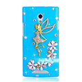 Angel gril Bling Crystal Case Rhinestone Cover shell for OPPO U705T Ulike2 - Blue