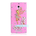Angel gril Bling Crystal Case Rhinestone Cover shell for OPPO U705T Ulike2 - Pink