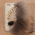 Angel wings Bling Crystal Case pearl Cover shell for iPhone 5 - White