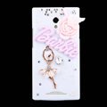 Ballet girl Bling Crystal Case Rhinestone Cover shell for OPPO U705T Ulike2 - White