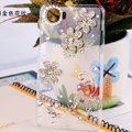 Bling Crystal Case Flowers Rhinestone Cover shell for OPPO finder X907 - White