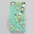 Bling Crystal green resin Flower DIY Cell Phone Case shell Cover Deco Den Kit