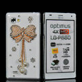 Bowknot Bling Crystal Case Rhinestone Cover shell for LG P880 Optimus 4X HD - Gold