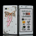 Bowknot Bling Crystal Case Rhinestone Cover shell for LG P880 Optimus 4X HD - Pink