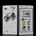 Bowknot Bling Crystal Case Rhinestone Cover shell for LG P880 Optimus 4X HD - White